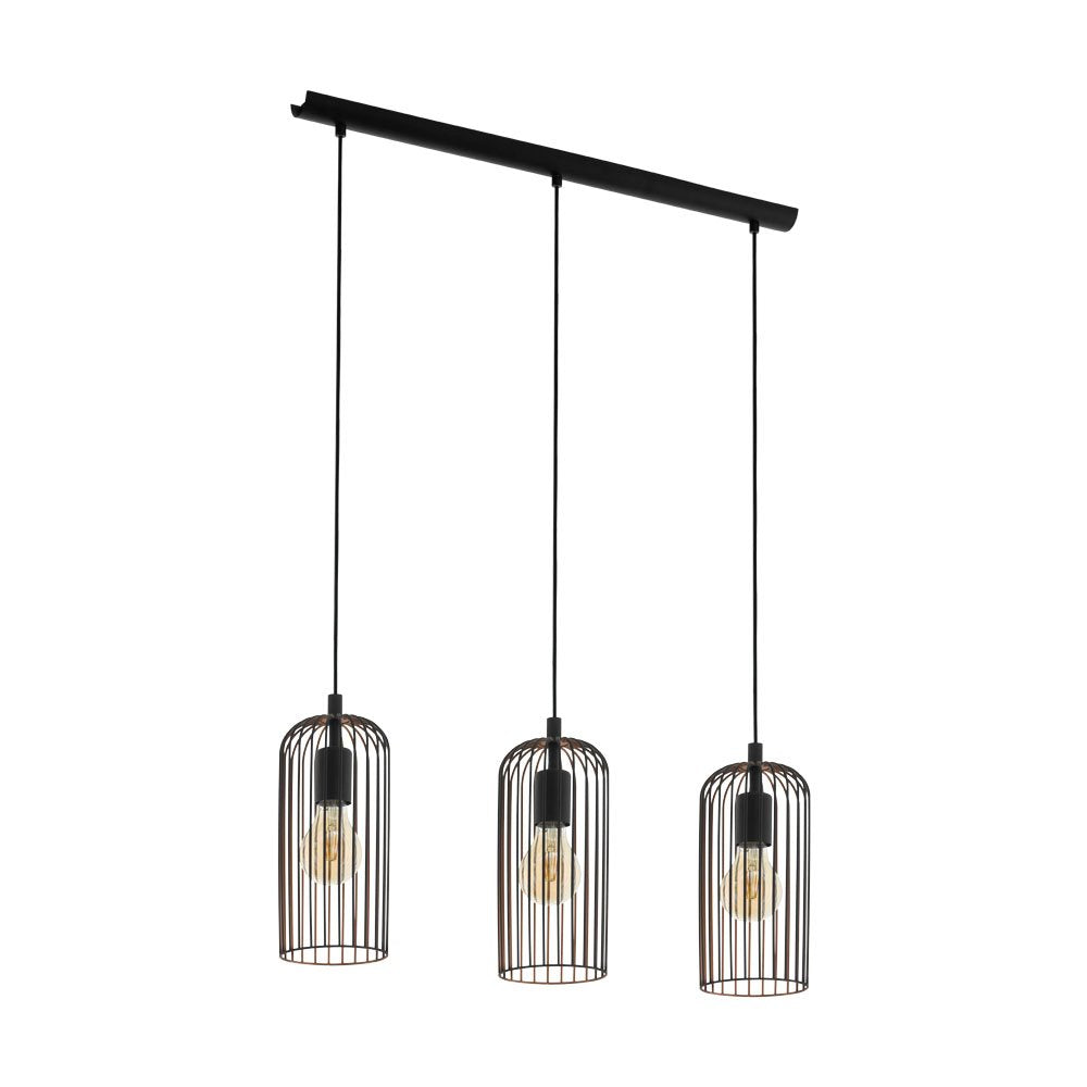 Buy Island Pendant Lights Australia Roccamena 3 Light Pendant Black & Copper Coloured - 49645