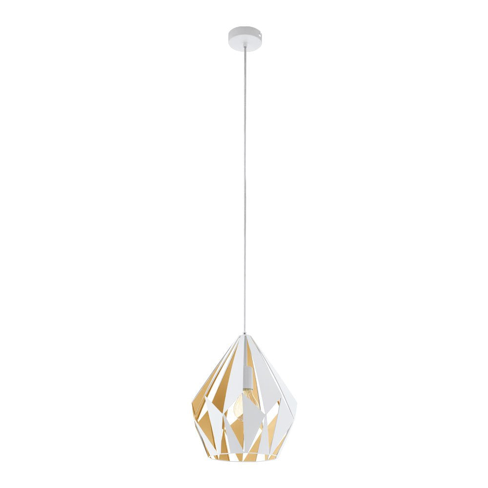 Buy Pendant Lights Australia Carlton 1 Light Pendant White & Honey Gold 310mm - 49932