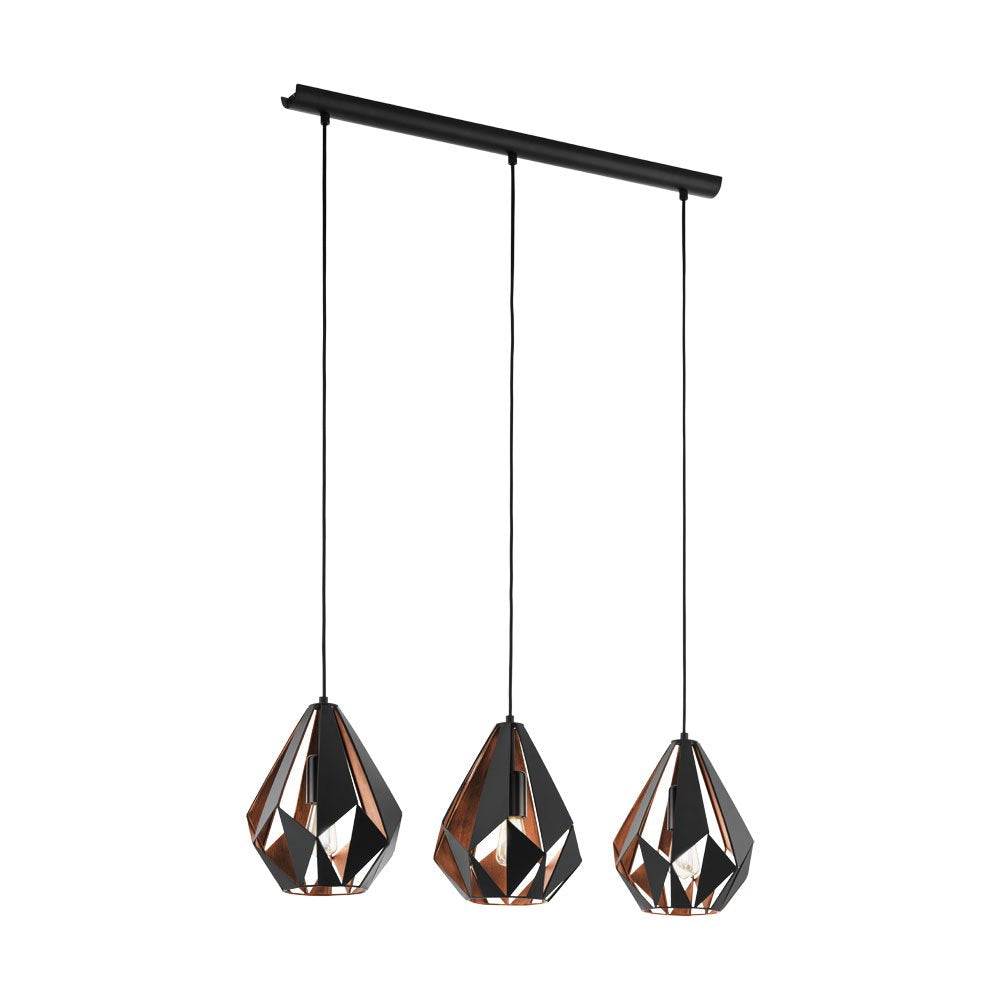 Buy Island Pendant Lights Australia Carlton 3 Light Pendant Black & Copper Coloured - 49991