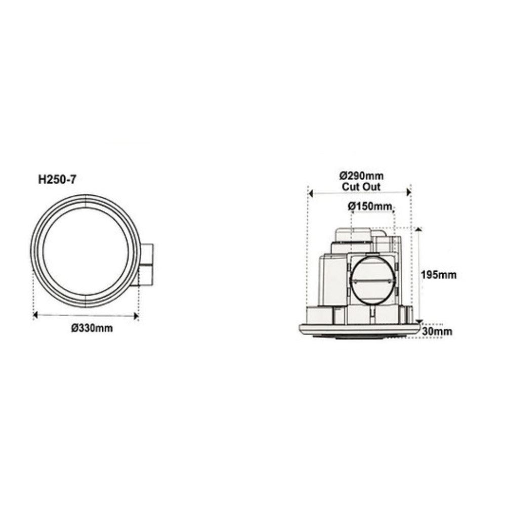 Buy Exhaust Fans Australia Round Exhaust Fan W330mm - H250-7L
