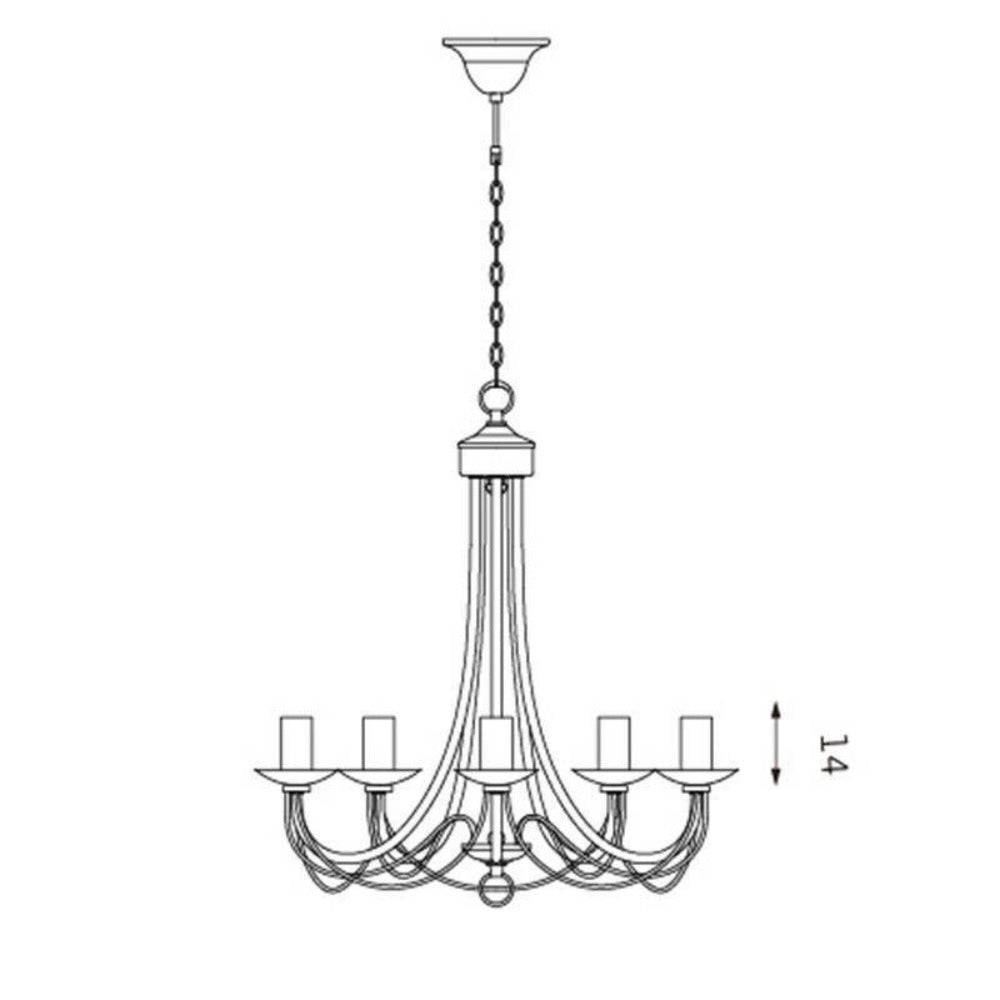 Zanzibar Chandelier 5 Light - Black - LL002CH015B