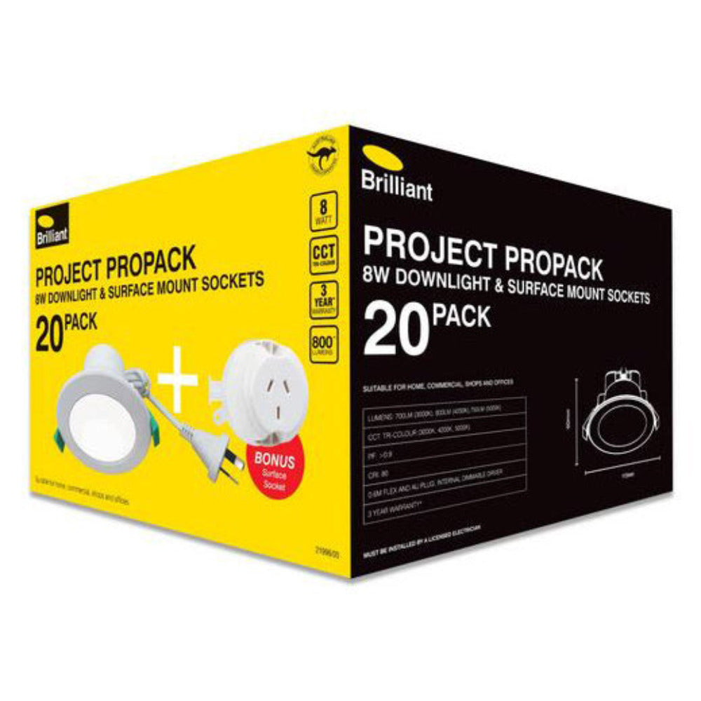 Buy Recessed LED Downlights Australia Propack Recessed LED Downlight W115mm 8W White Polycarbonate 3 CCT - 21996/05
