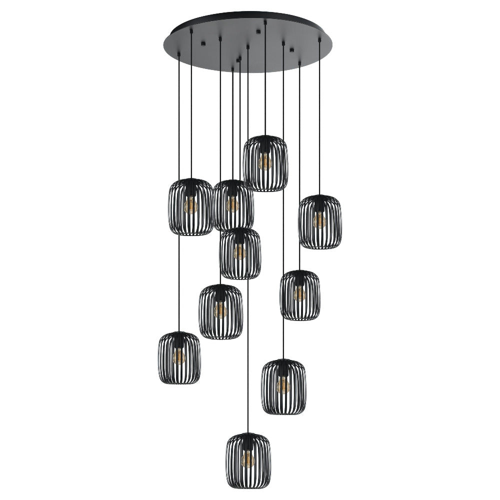 Buy Cluster Pendants Australia ROMAZZINA Cluster Pendant 10 Lights Black Steel - 205648N
