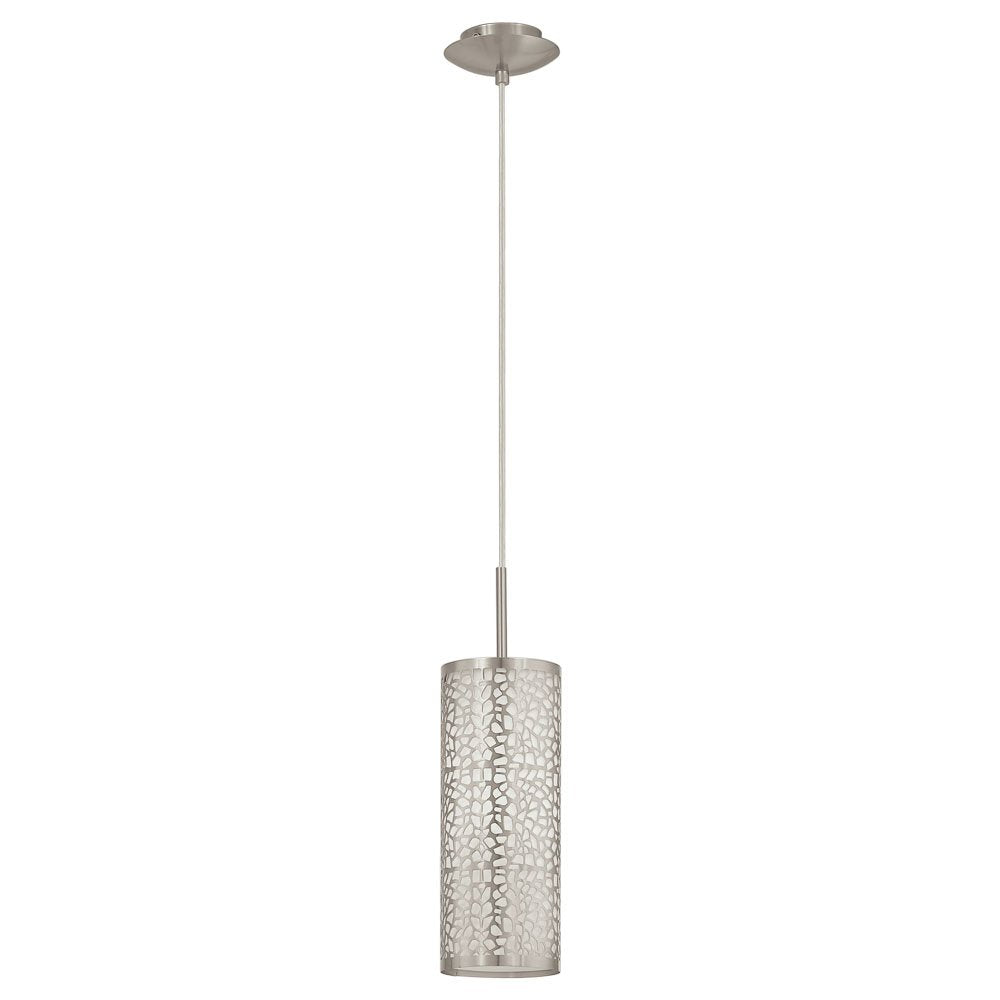 Almera 1 Light Pendant Satin Nickel & White 110mm - 90073