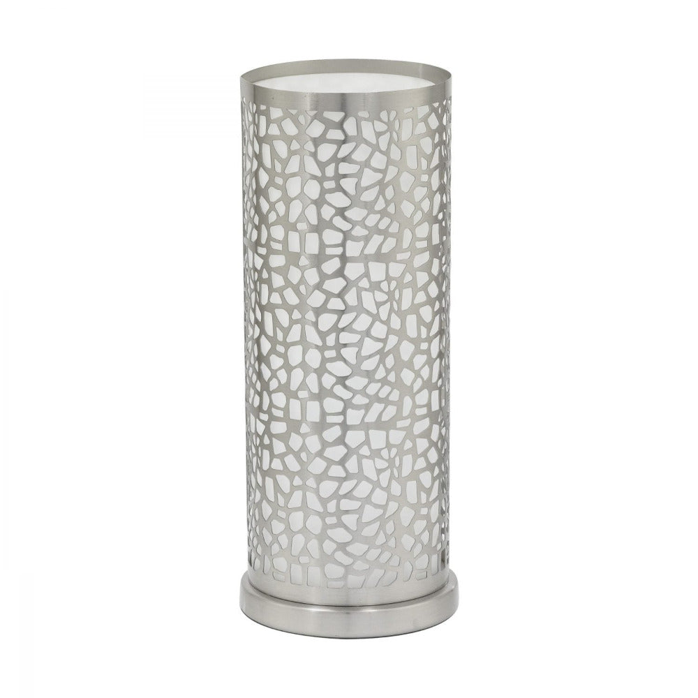 Buy Table Lamps Australia Almera 1 Light Table Lamp Satin Nickel & White - 90077N