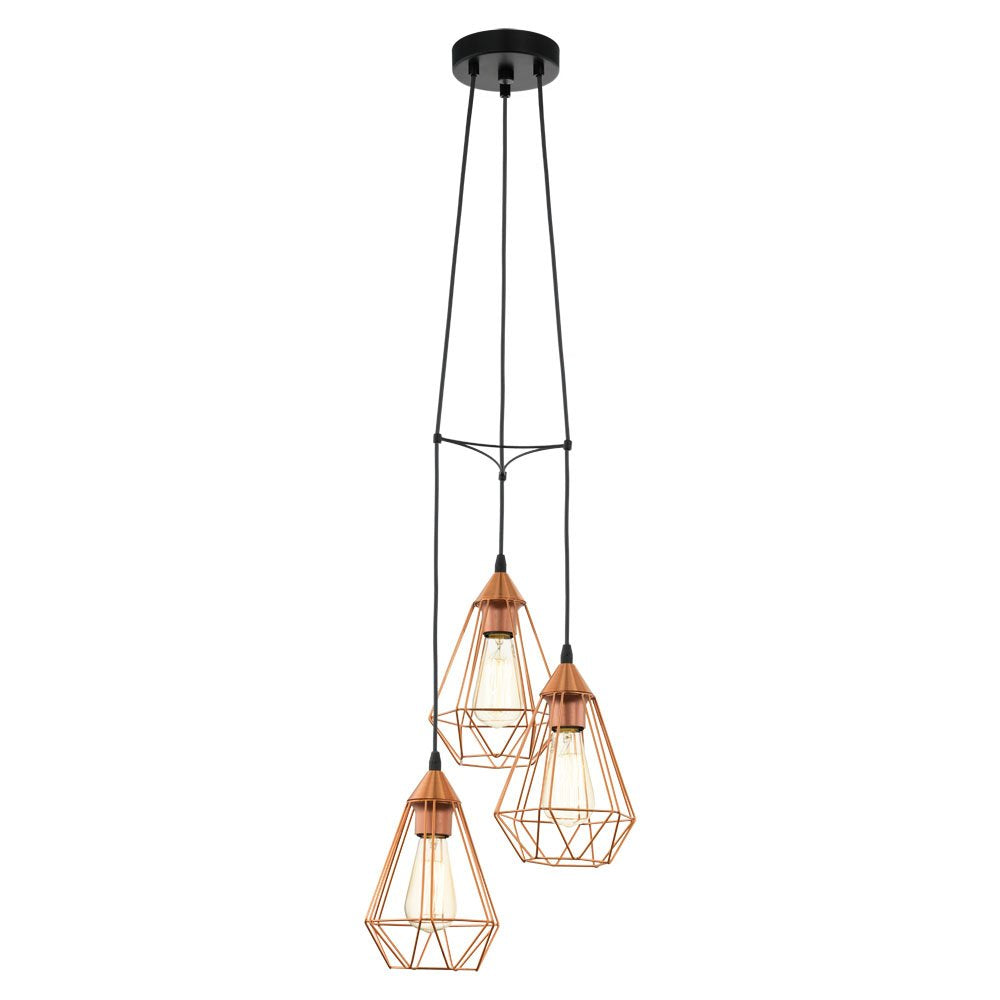 Tarbes 3 Light Pendant Black & Copper Coloured - 94196