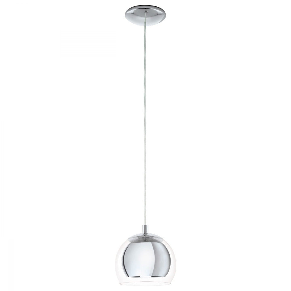 Buy Pendant Lights Australia Rocamar 1 Light Pendant Chrome & Clear 190mm - 94592