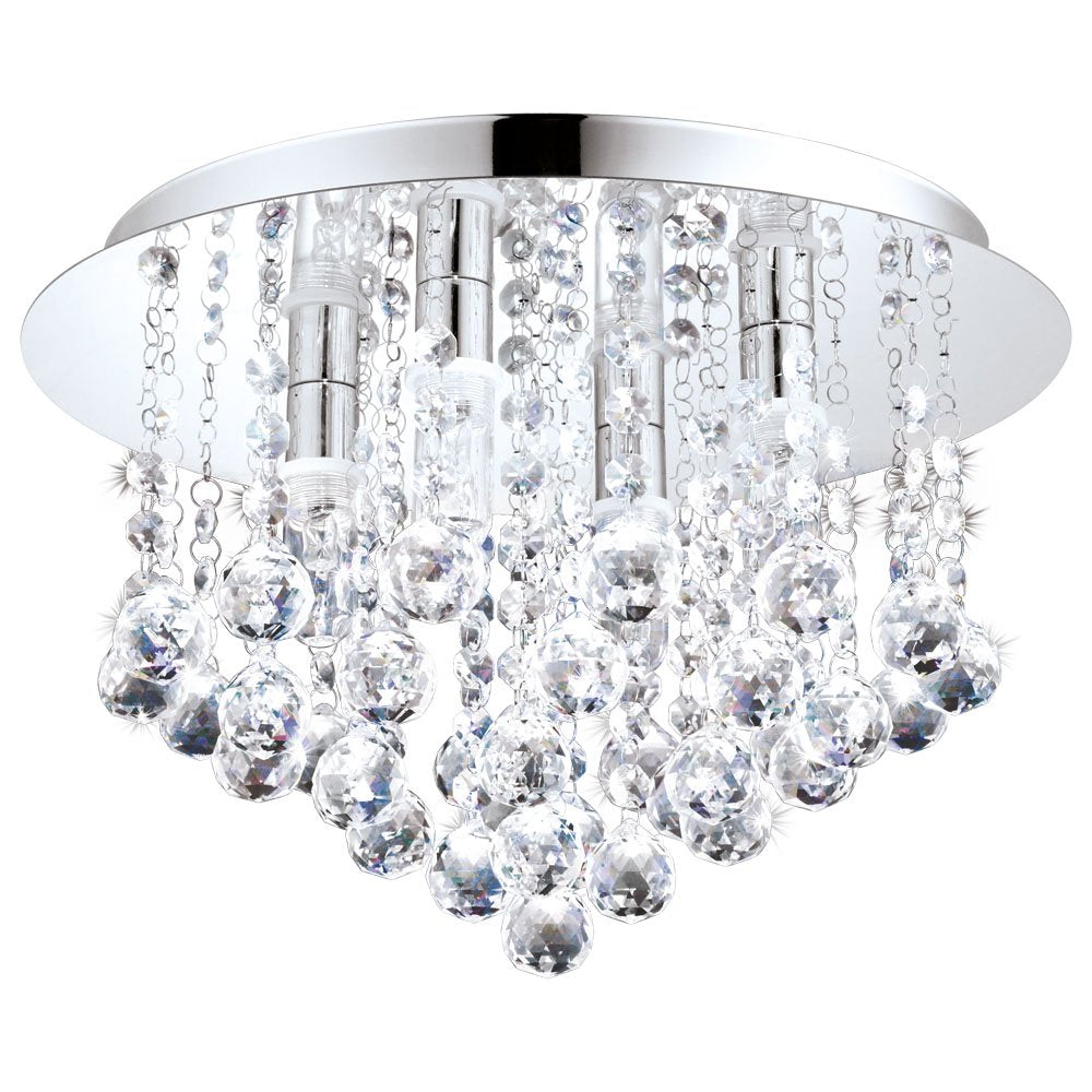 Buy Flush Mount Lights Australia Almonte 4 Light Ceiling LED Chrome & Crystal 350mm - 94878