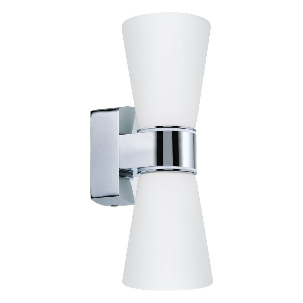 Buy Bathroom Vanity Lights Australia Cailin 2 Light Wall Light 3000K Chrome & White - 94989