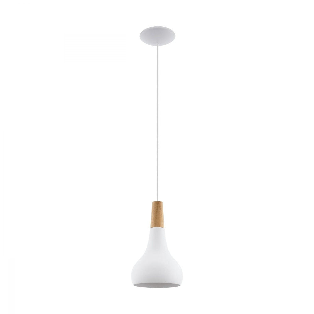 Buy Pendant Lights Australia Sabinar 1 Light Pendant White & Brown 180mm - 96981