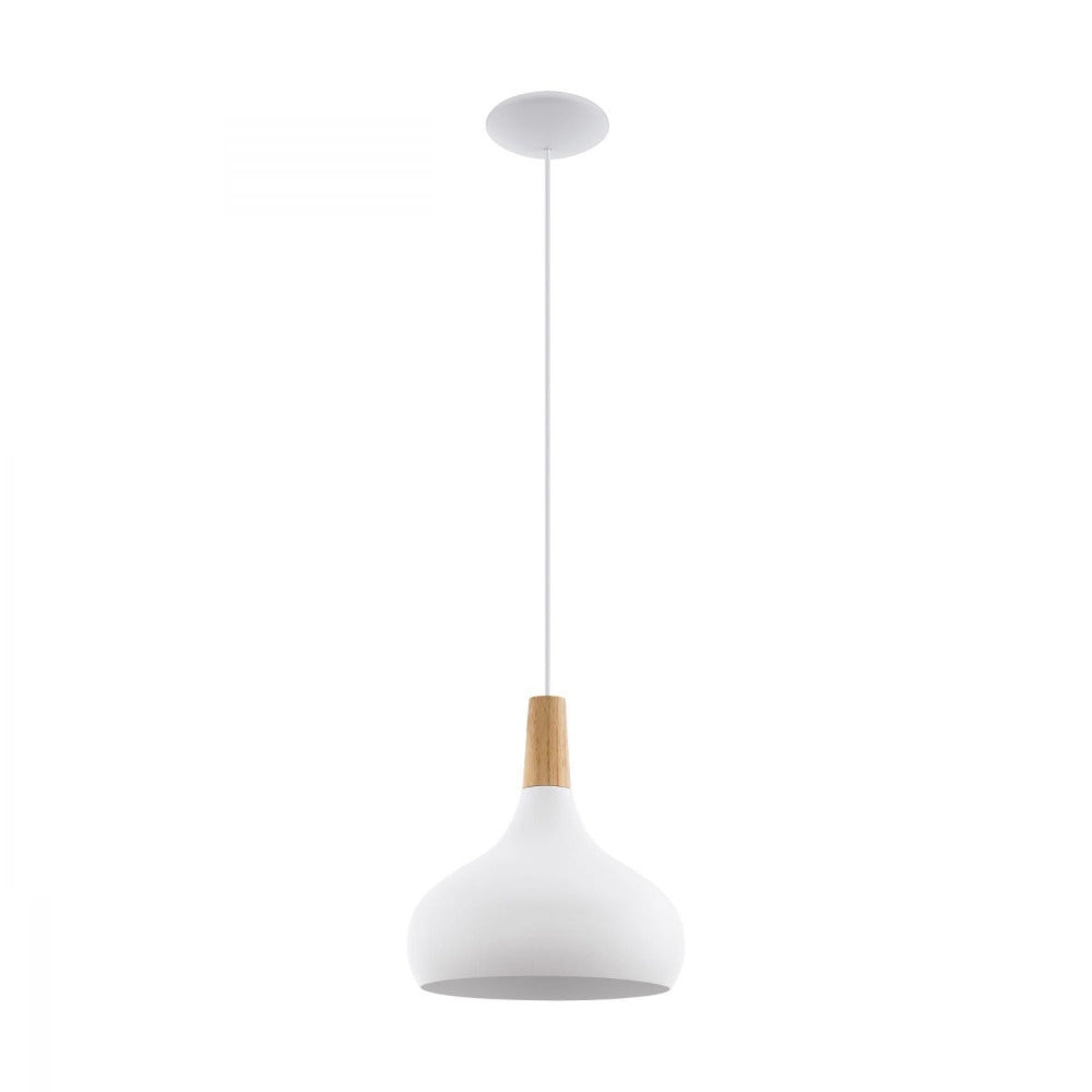 Buy Pendant Lights Australia Sabinar 1 Light Pendant White & Brown 280mm - 96982N