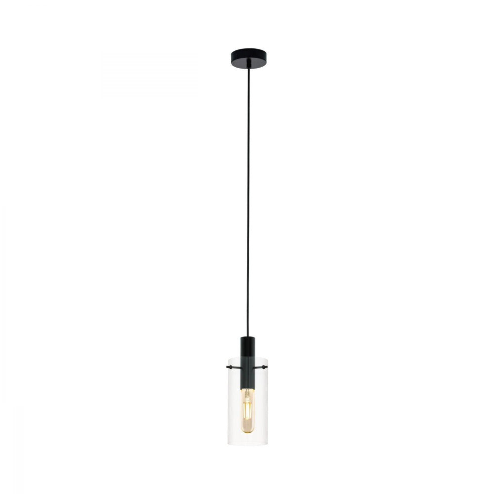 Buy Mini Pendants Australia Montefino 1 Light Pendant Black & Clear 110mm - 97366