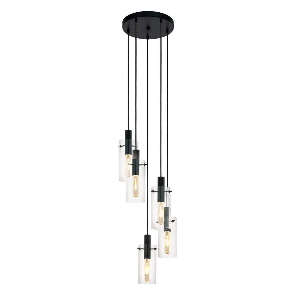 Montefino 5 Light Pendant Black & Clear - 97368