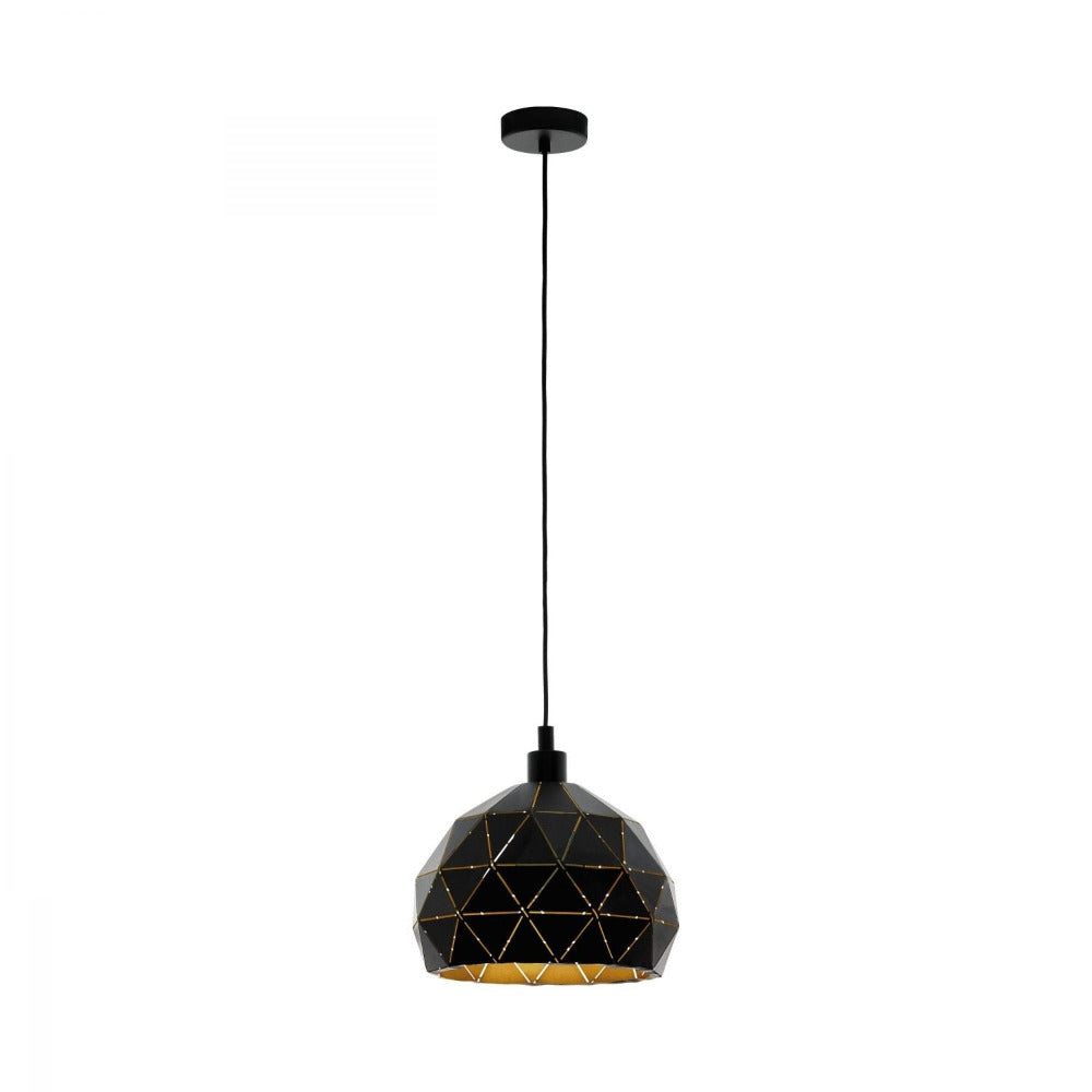 Buy Pendant Lights Australia Roccaforte 1 Light Pendant Black & Gold 400mm - 97841N