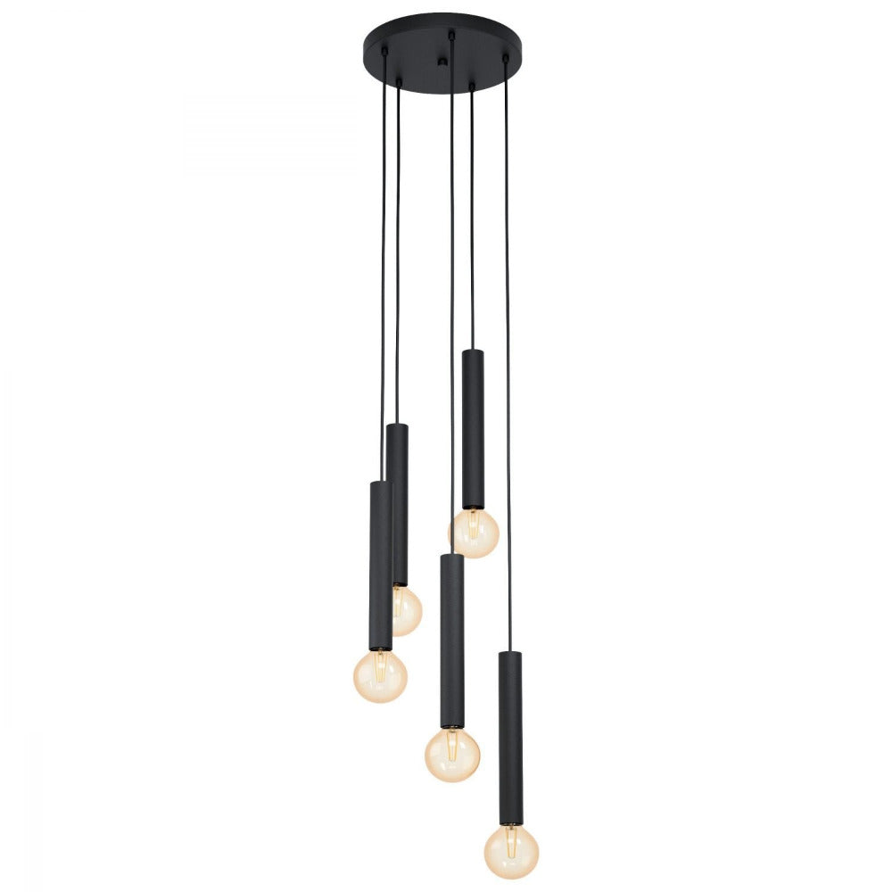 Buy Cluster Pendants Australia Cortenova 5 Light Pendant Black Steel - 98058