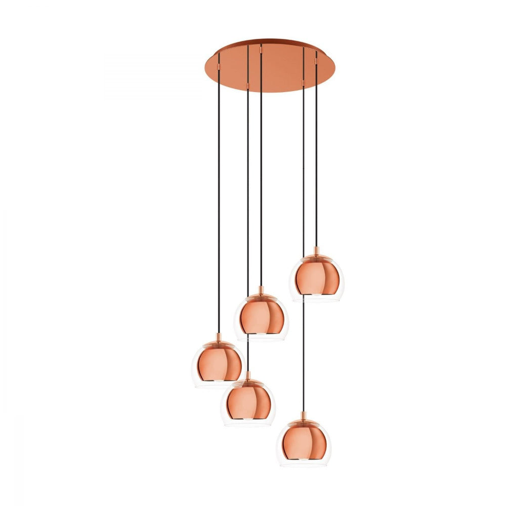 Buy Cluster Pendants Australia Rocamar 5 Light Pendant Copper & Clear - 98595