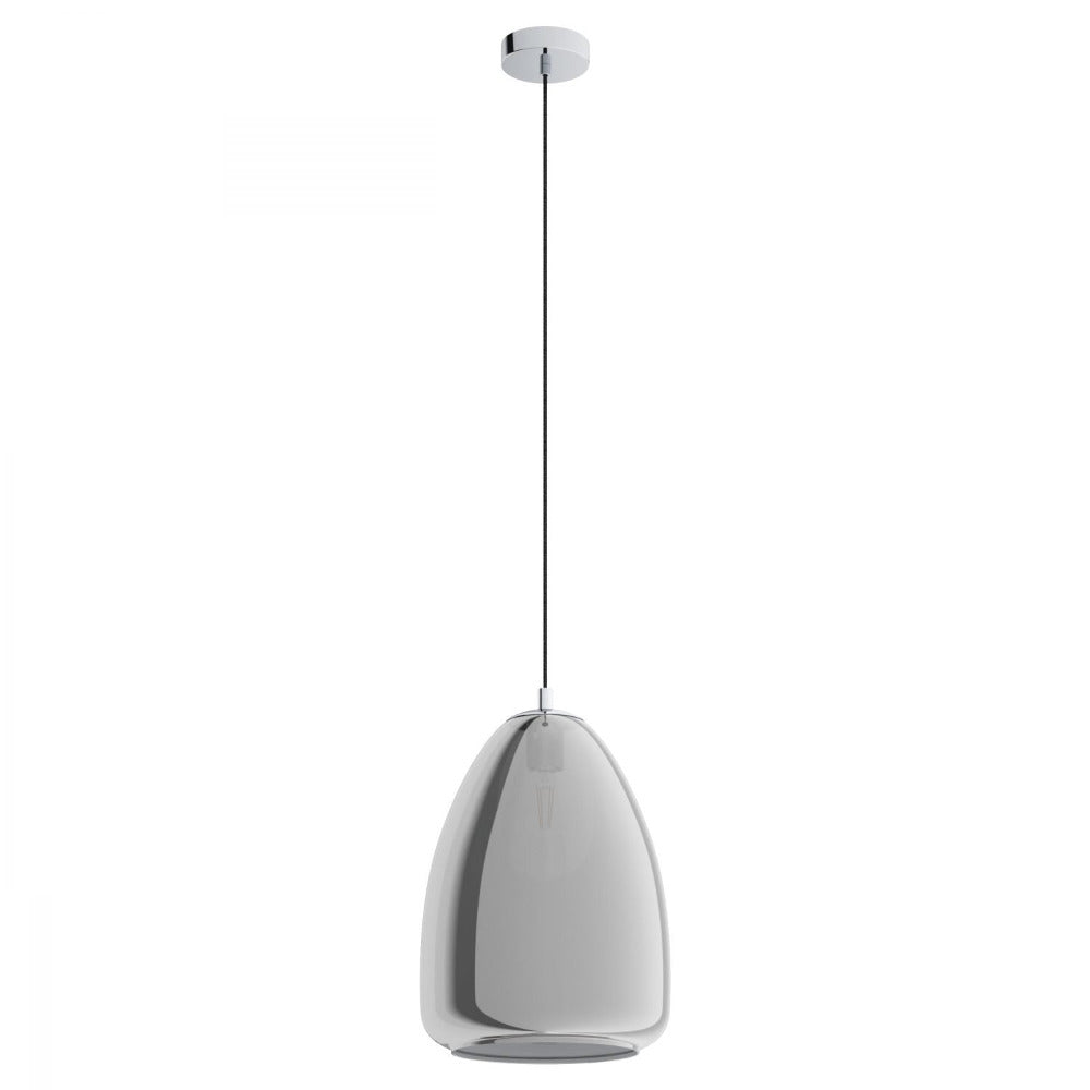 Buy Pendant Lights Australia Alobrase 1 Light Pendant Chrome & Black Transparent 300mm - 98614N