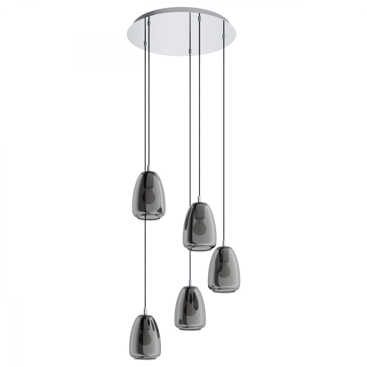 Buy Cluster Pendants Australia Alobrase 5 Light Pendant Chrome & Black Transparent - 98617