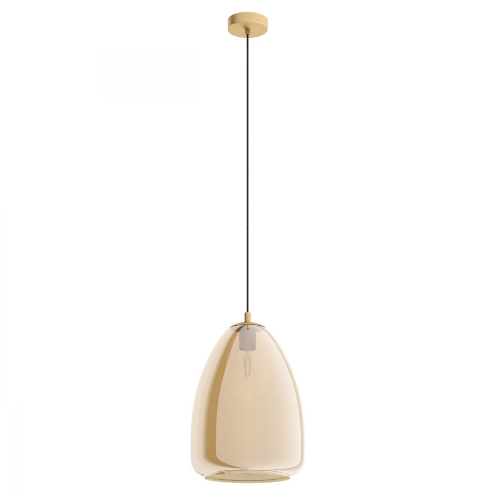 Buy Pendant Lights Australia Alobrase 1 Light Pendant Brass & Amber 300mm - 98647N