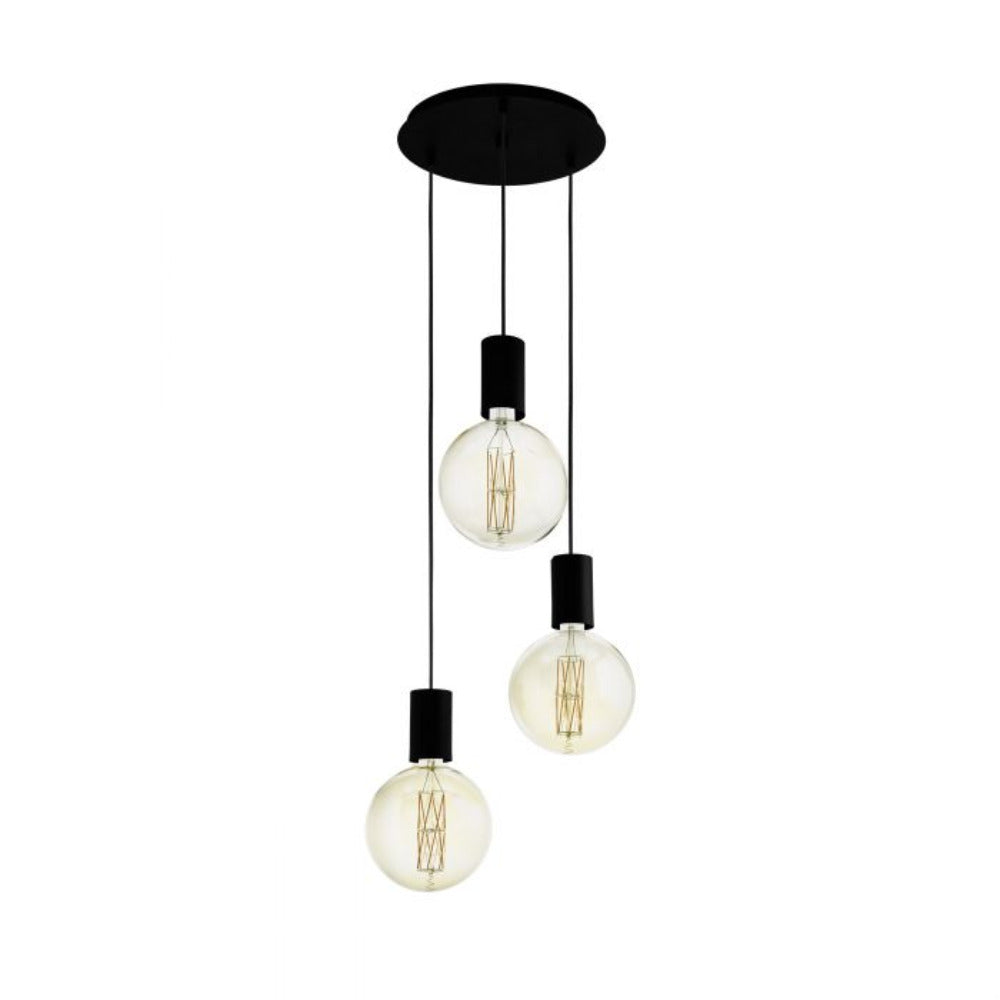 Pozueta 3 Light Pendant Black Steel - 98663N