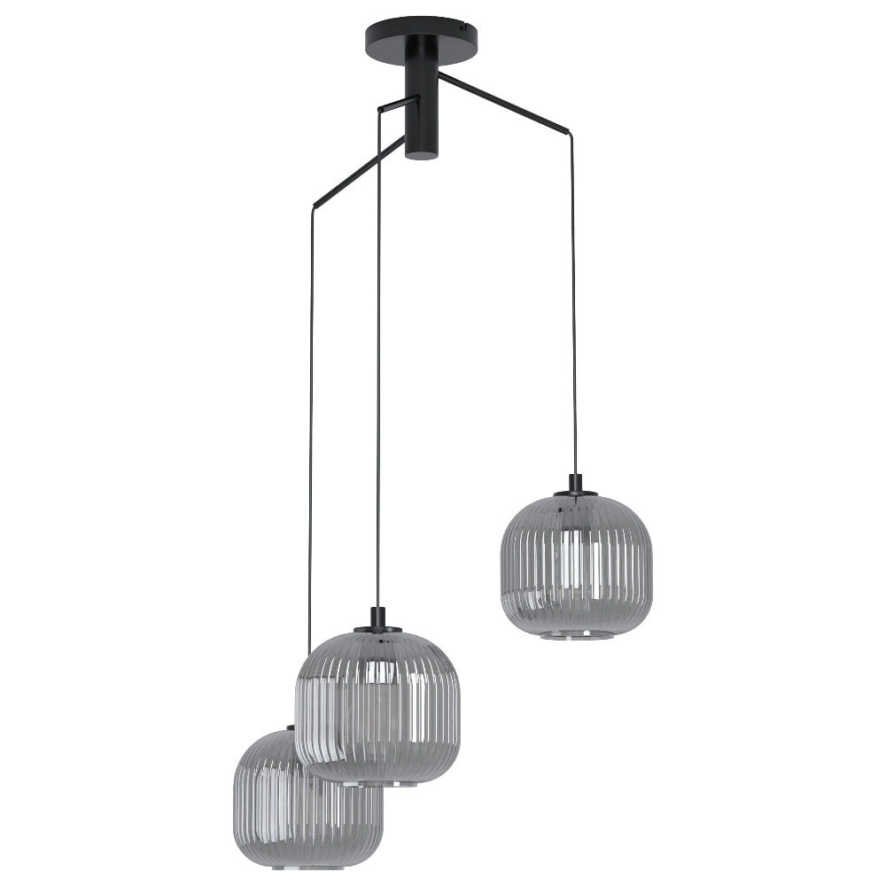 Buy Cluster Pendants Australia Mantunalle 3 Light Cluster Pendant Black / Smoke - 99373N