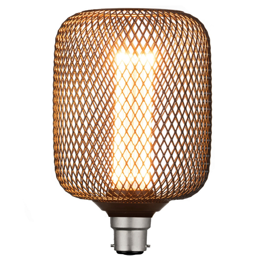 Buy LED Globes Australia Vintage Decorative LED Cylinder Globe BC 4W 240V Black Mesh Metal - 9B22LED26