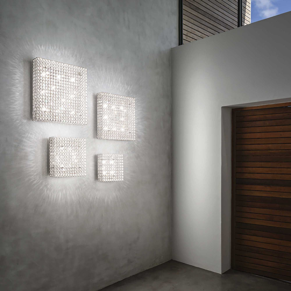 Buy Wall Sconce Australia Square Admiral Pl4 Wall Sconce 4 Lights Chrome Crystal - 080338