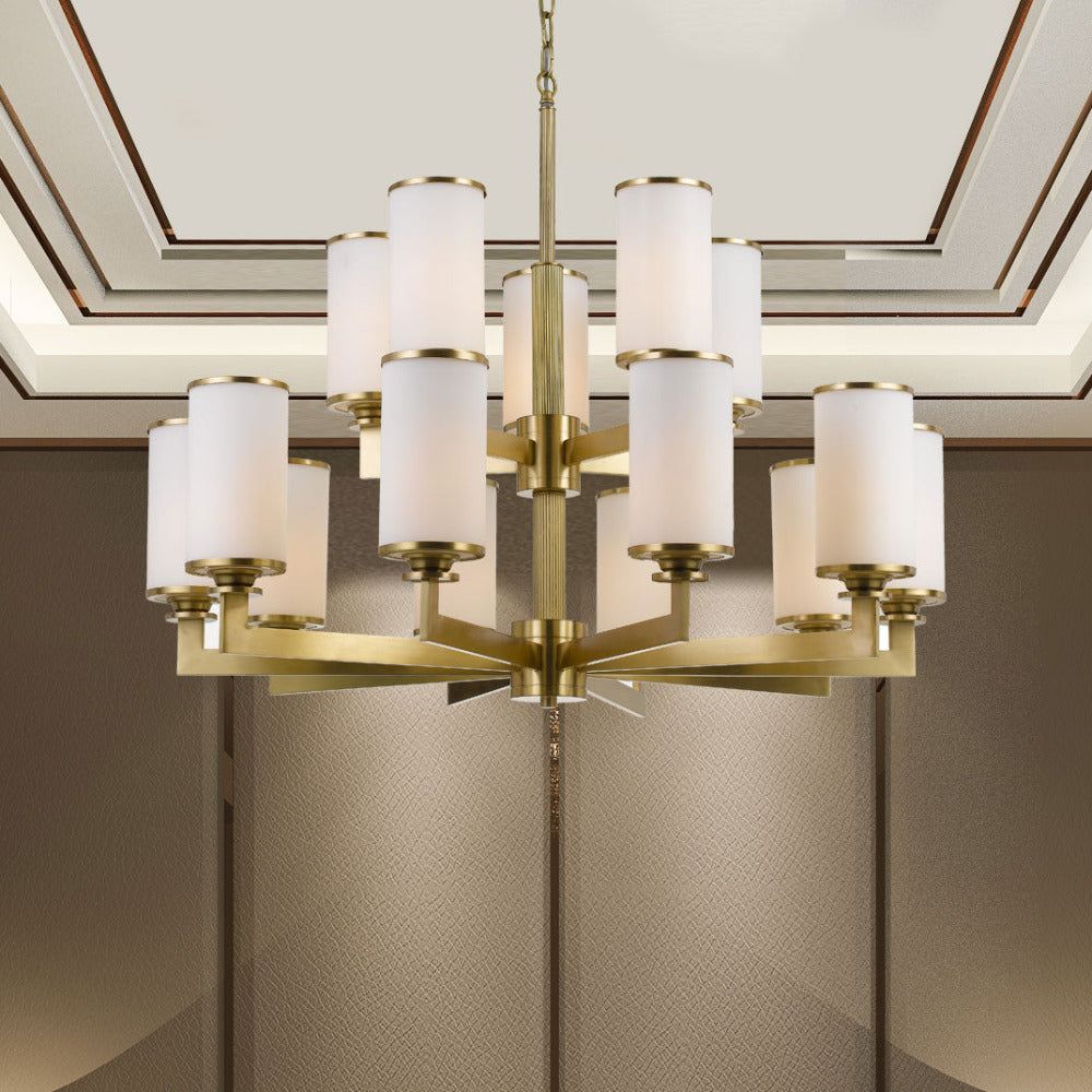 Ahern 15 Light Pendant Brass & Opal - AHERN PE15-BS+OP