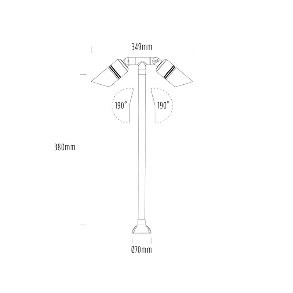 Buy Pathway Lights Australia HYDRA Pathway 2 Lights MR16 H380mm 12~24V AC Brass - AQL-407