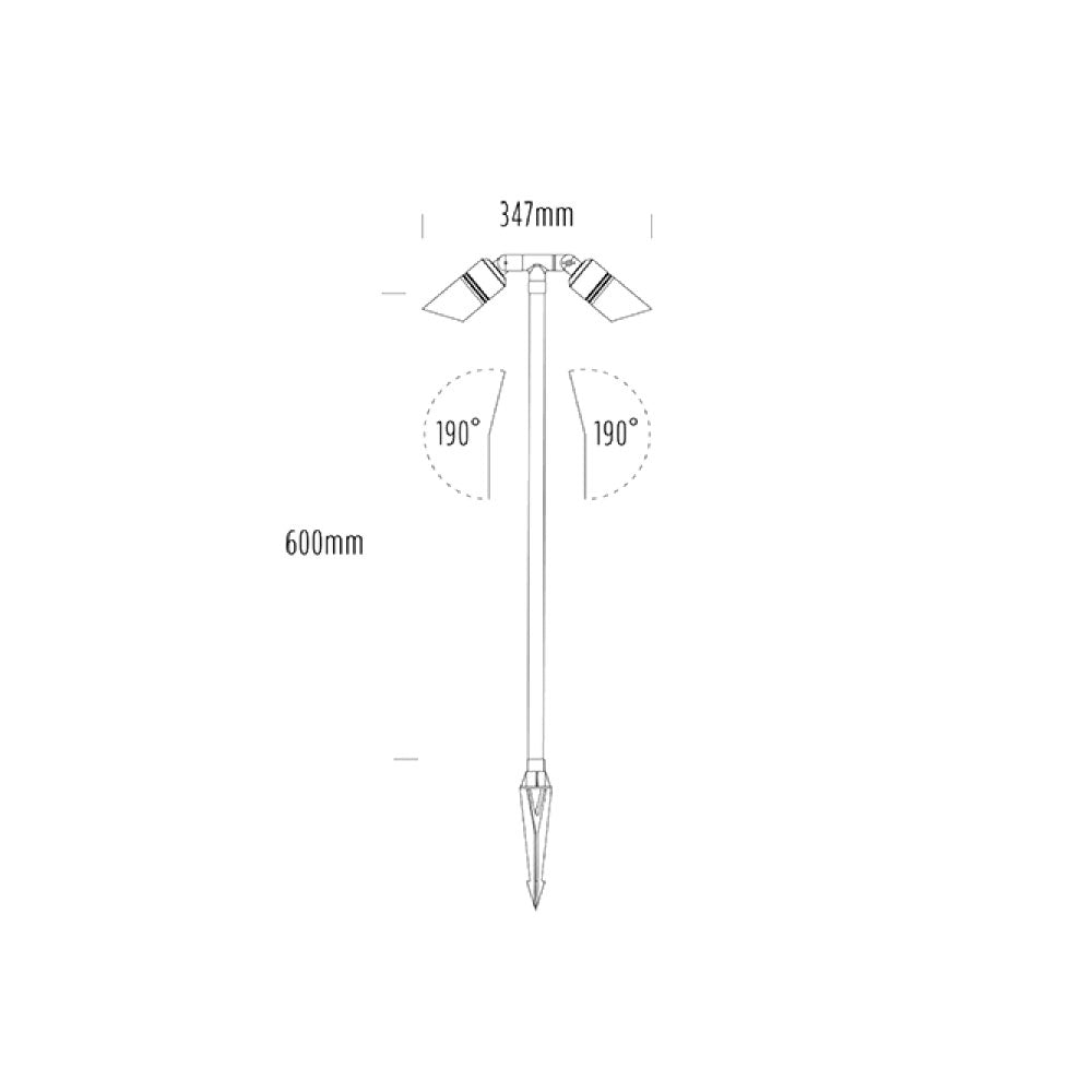 Buy Pathway Lights Australia HYDRA Pathway Spike 2 Lights MR16 H600mm 12~24V AC Brass - AQL-410