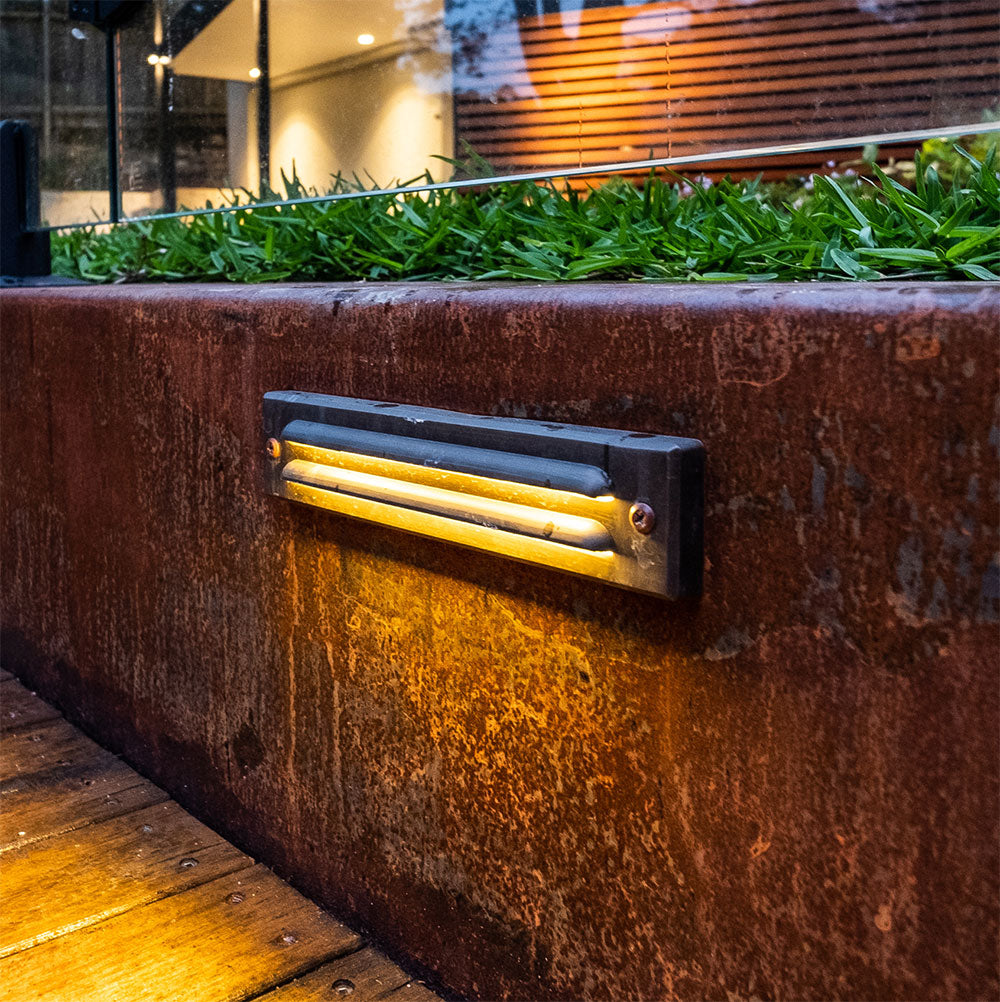 Buy Step Lights Australia HYDRA Rectangle Step Light 24V DC/AC W236mm Brass 3000K - AQL-420