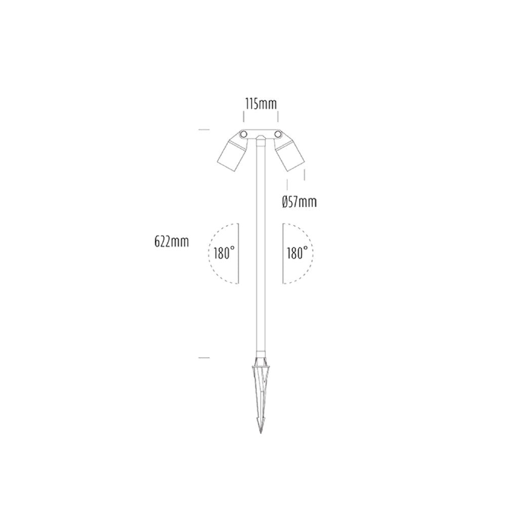 Buy Pathway Lights Australia HYDRA Pathway Spike 2 Lights MR16 W115mm 12~24V AC Brass - AQL-451-M