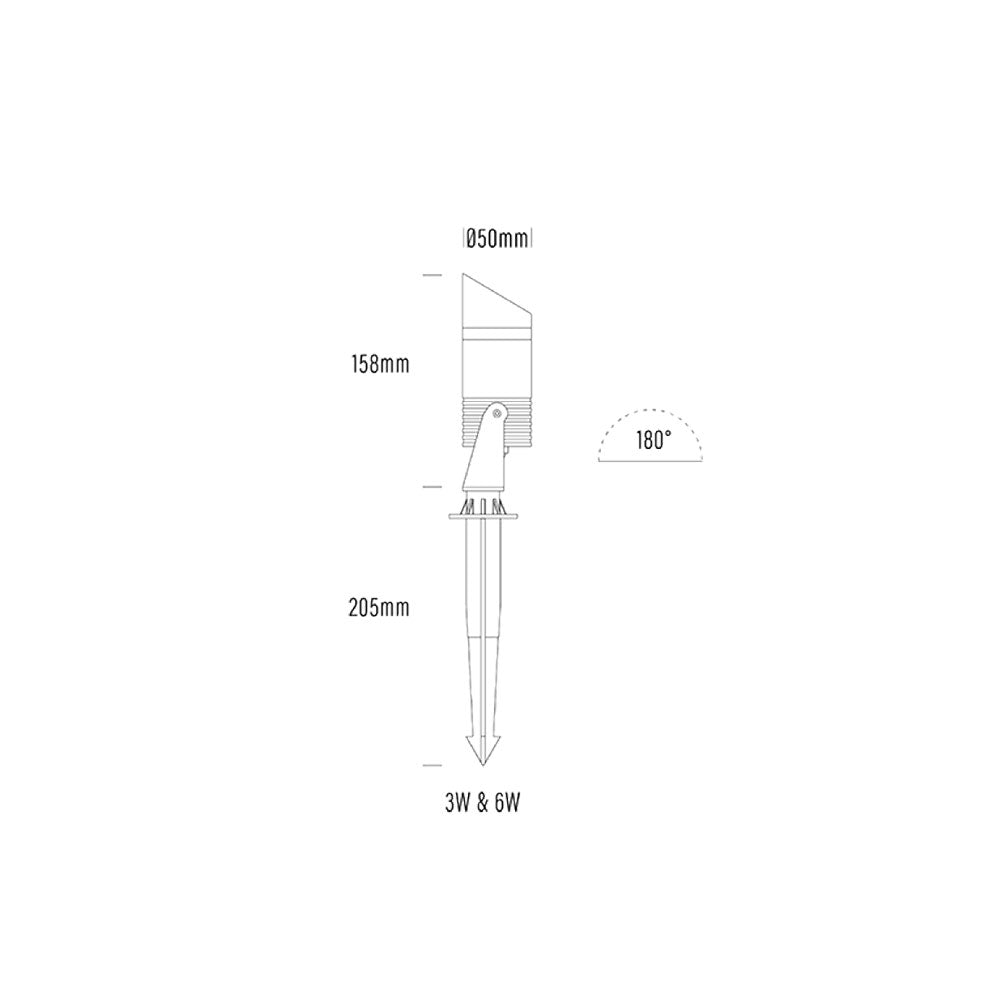 Buy Spike Lights Australia HYDRA LED Spike Light 12~24V AC 3000K Black Aluminium - AQL-455-A2-Y0