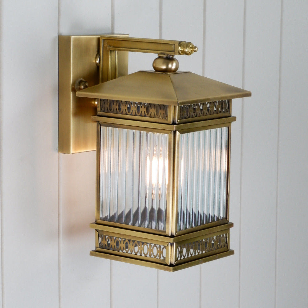 Buy Outdoor Wall Lanterns Australia Avera 1 Light Wall Light Outdoor IP44 150mm Antique Brass - AVERA EX15-BRS