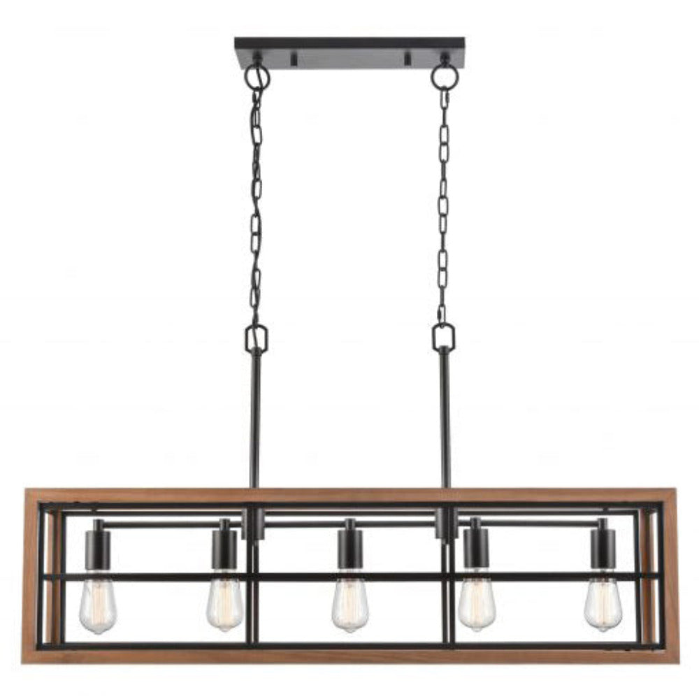 Buy Island Pendant Lights Australia BANQUET Island Pendant 5 Lights Bronze Wood / Iron- BANQUET1