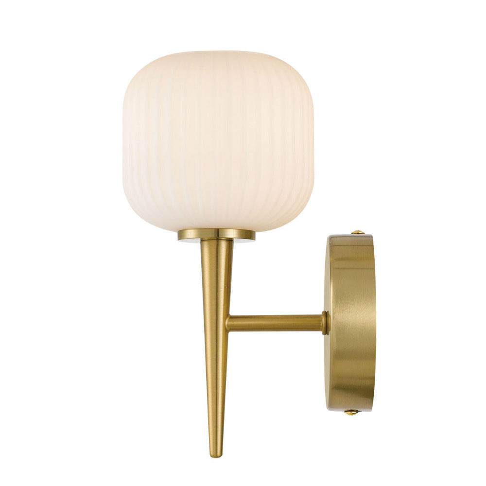 Bobo 1 Light Wall Light Antique Gold & Opal Matt - BOBO WB1-AGOM