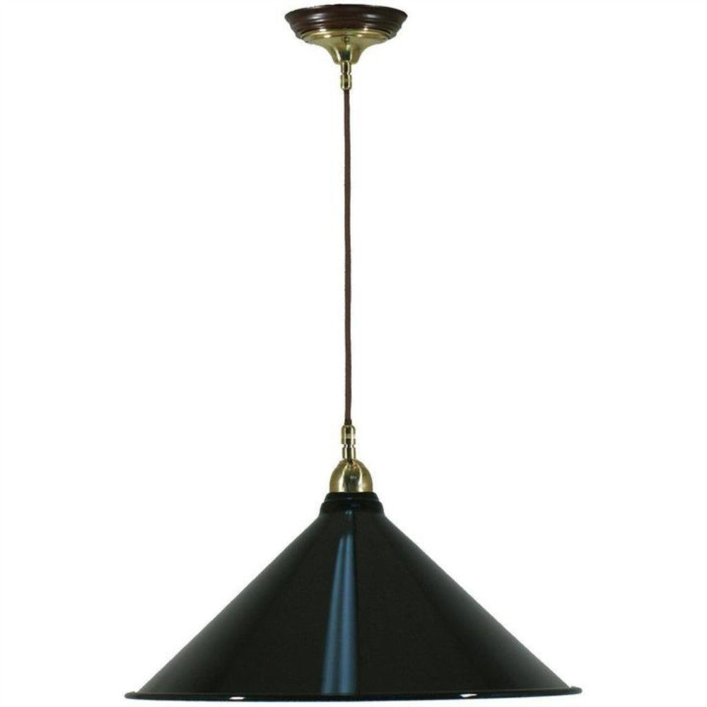 Single Cord Pendant Brass With 390mm Edwardian Black Shade - 3000127