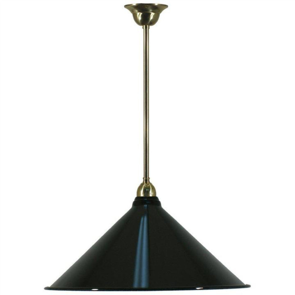 Single Rod Pendant Brass With 390mm Edwardian Black Shade - 3000128