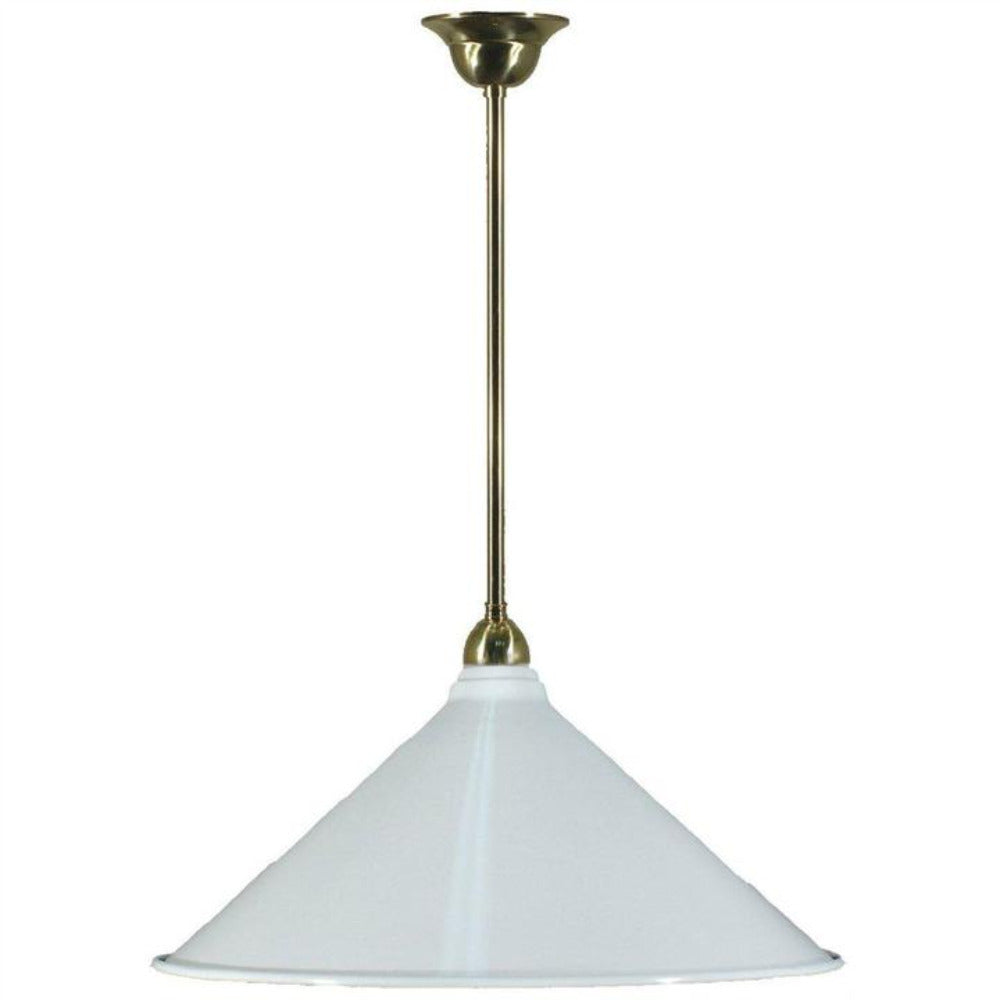 Single Rod Pendant Brass With 390mm Edwardian White Shade - 3000132