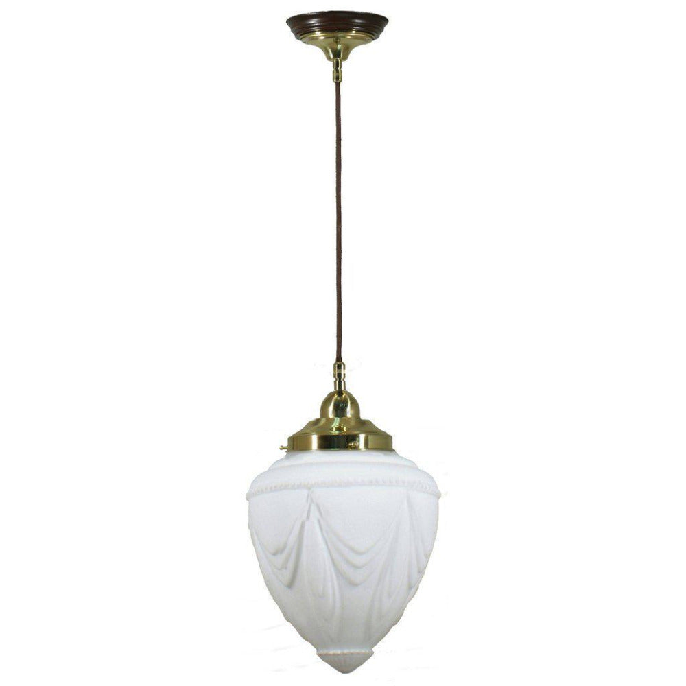 Buy Pendant Lights Australia Single Cord Pendant Brass With 8" Empire Opal Matt Glass - 3001111