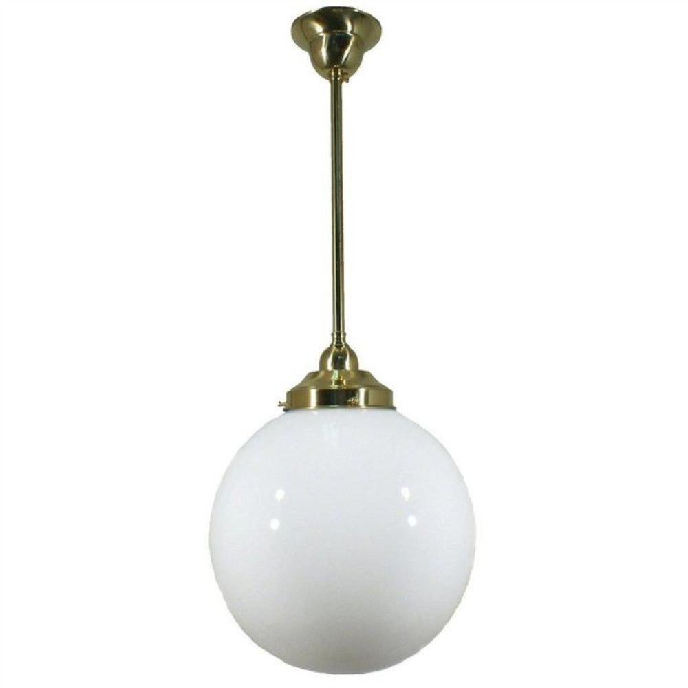Buy Pendant Lights Australia Single Rod Pendant Brass With 10" Sphere Opal Glass - 3000242