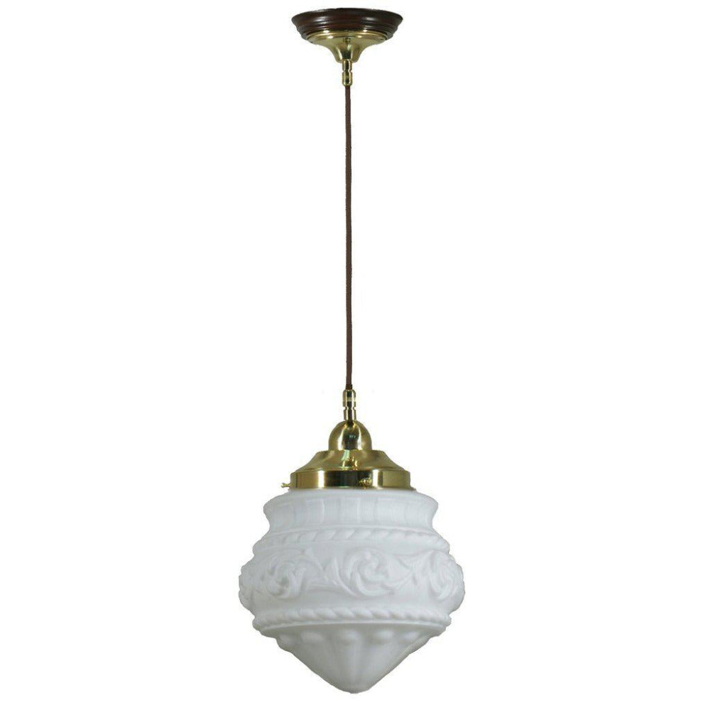 Buy Pendant Lights Australia Single Cord Pendant Brass With 8" Premier Opal Matt Glass - 3001113