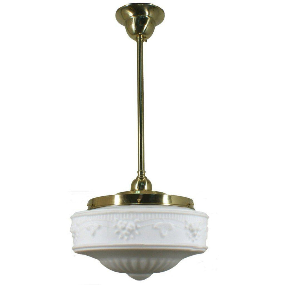 Buy Pendant Lights Australia Single Rod Pendant Brass With 11" Senator Opal Matt Glass - 3000247