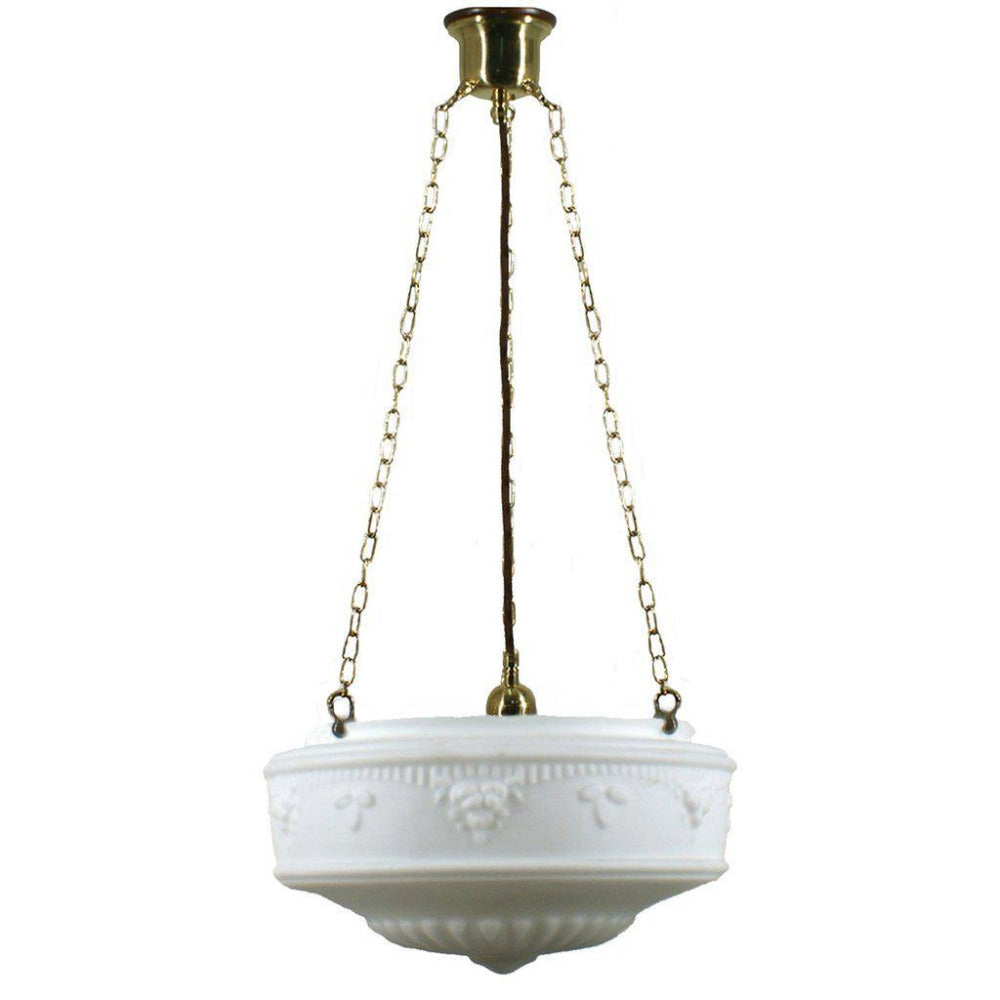 Buy Pendant Lights Australia 3 Chain Suspension Pendant Brass With 14" Senator Opal Matt Glass - 3000012