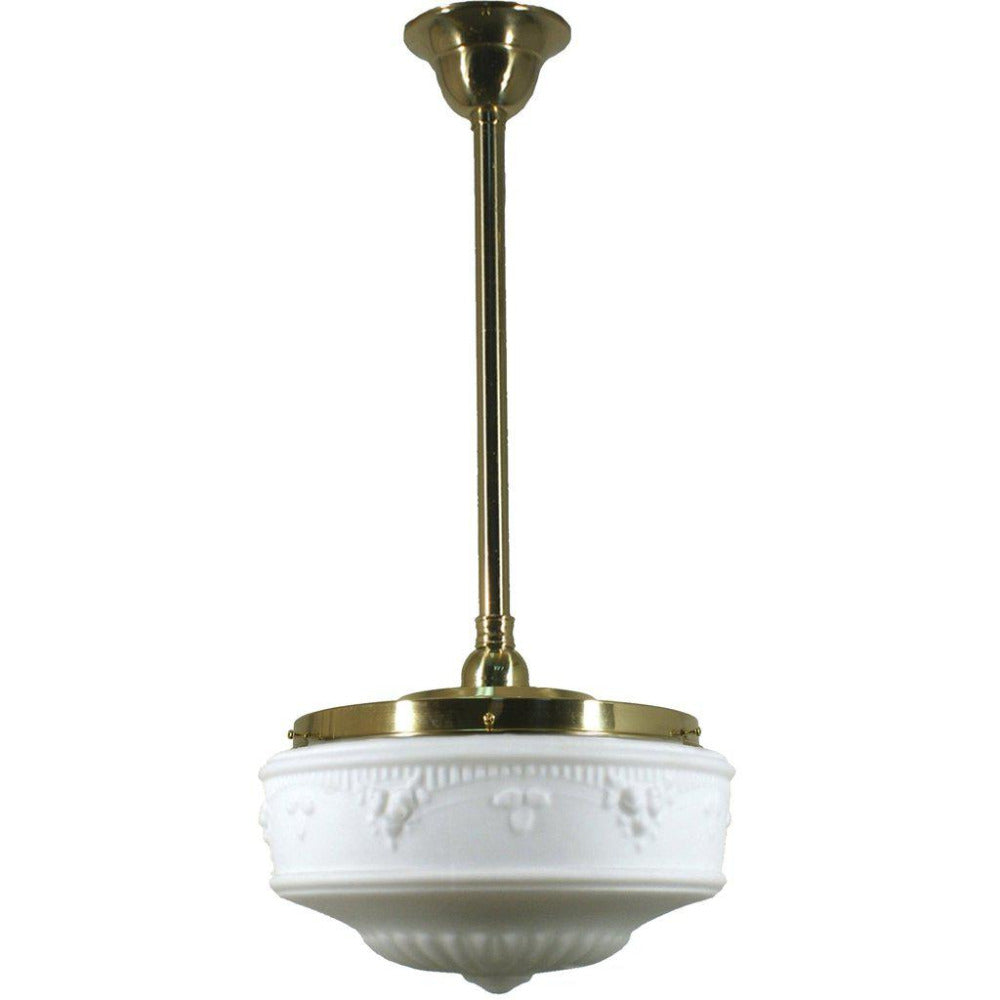 Buy Pendant Lights Australia Single Rod Pendant Brass With 14" Senator Opal Matt Glass - 3000285