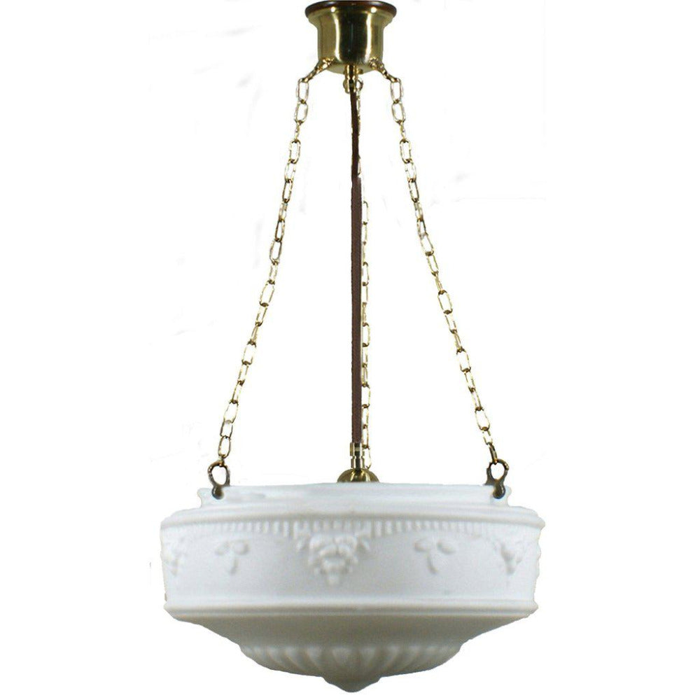 Buy Pendant Lights Australia 3 Chain Suspension Pendant Brass With 17" Senator Opal Matt Glass - 3001112