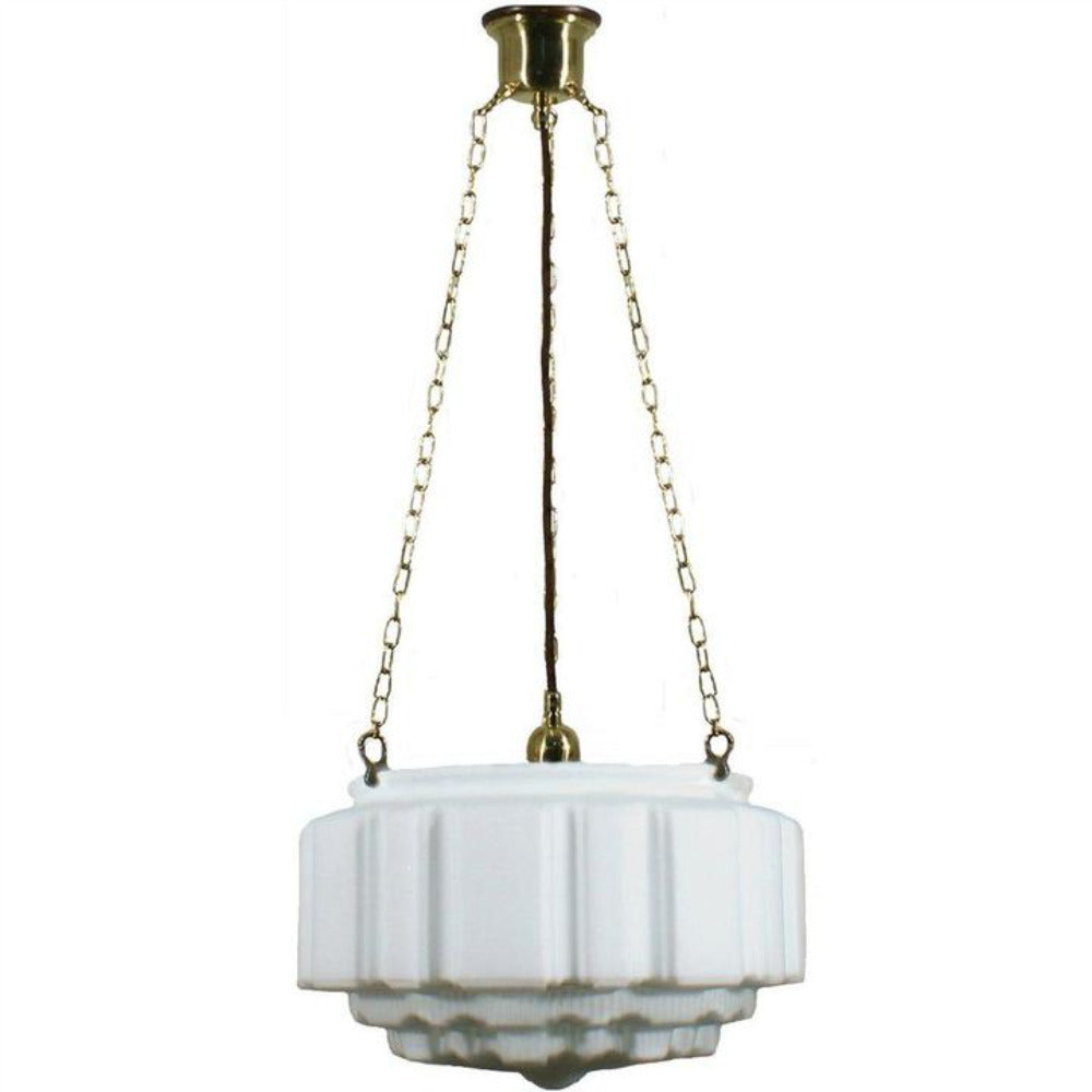 Buy Pendant Lights Australia 3 Chain Suspension Pendant Brass With 14" St Kilda Opal Matt Glass - 3000013