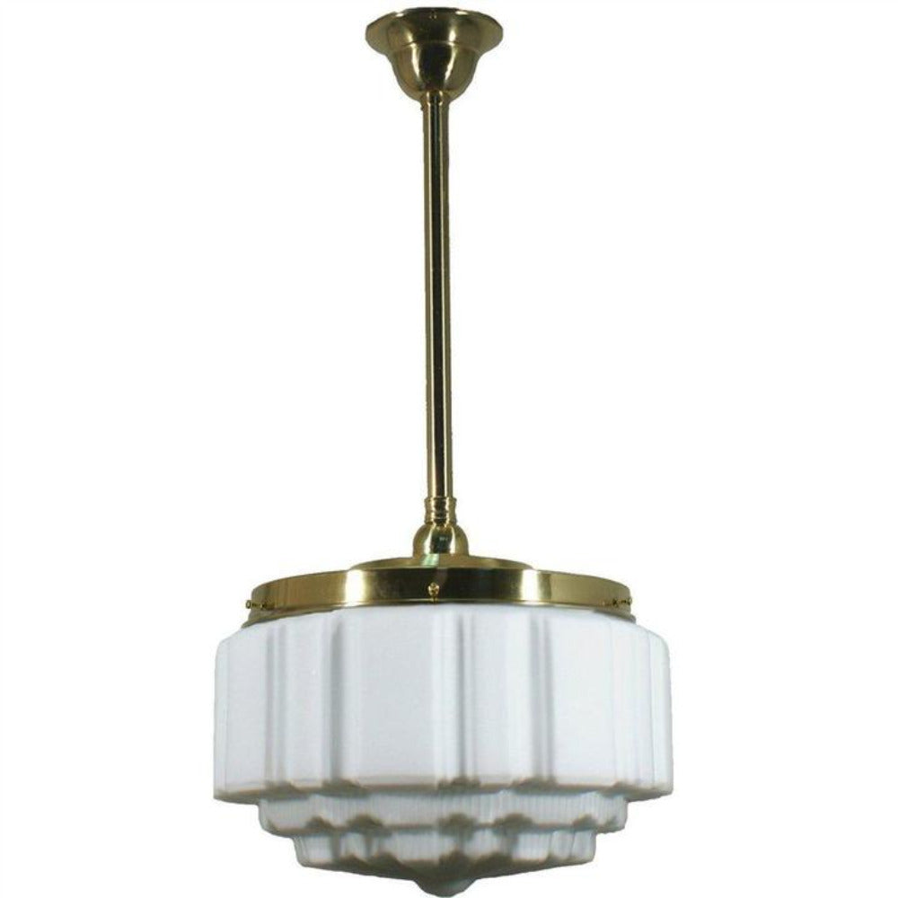 Buy Pendant Lights Australia Single Rod Pendant Brass With 14" St Kilda Opal Matt Glass - 3000286