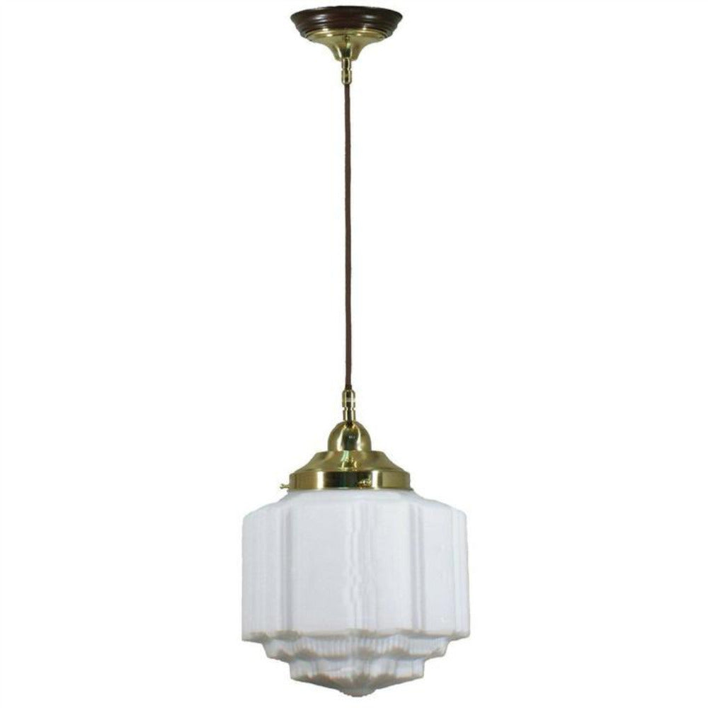 Buy Pendant Lights Australia Single Cord Pendant Brass With 8" St Kilda Opal Matt Glass - 3000113