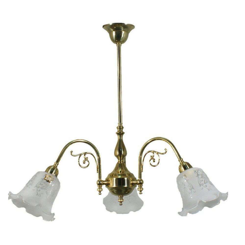 Buy Pendant Lights Australia Victoriana 3 Light Brass Pendant With 5008 Frost Etched Glass - 3000320
